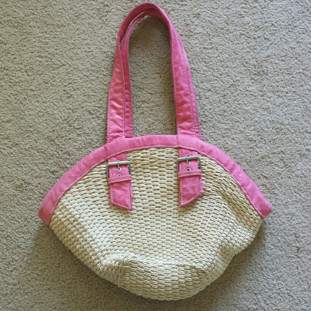 Rolf Straw and Suede Bag with Colorful Stripes